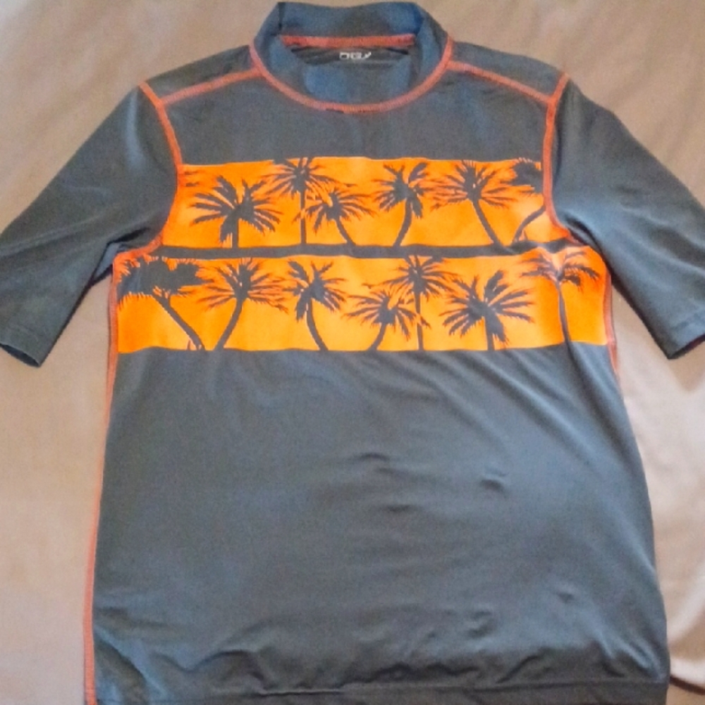 Swim Shirt Gray and Orange Palm Tree